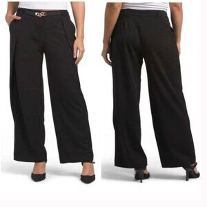 NWT ANNE KLEIN Navy Blue High Rise Pleated Wide Leg Pants